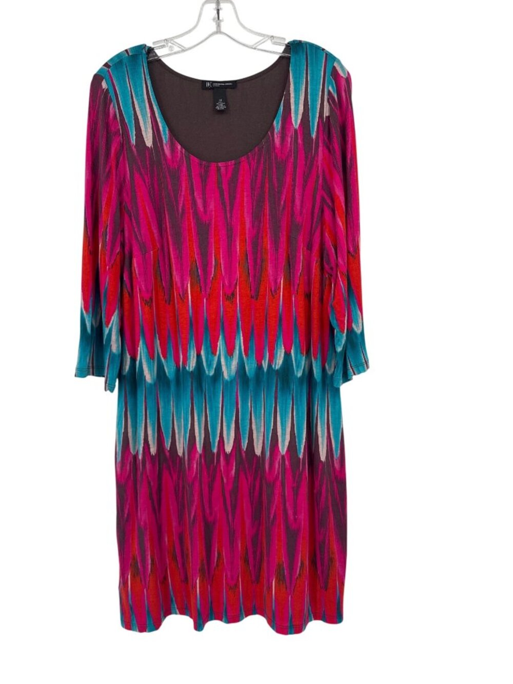 INC International Concepts 1X plus  boho Ikat Print Sheath Dress Rayon knit